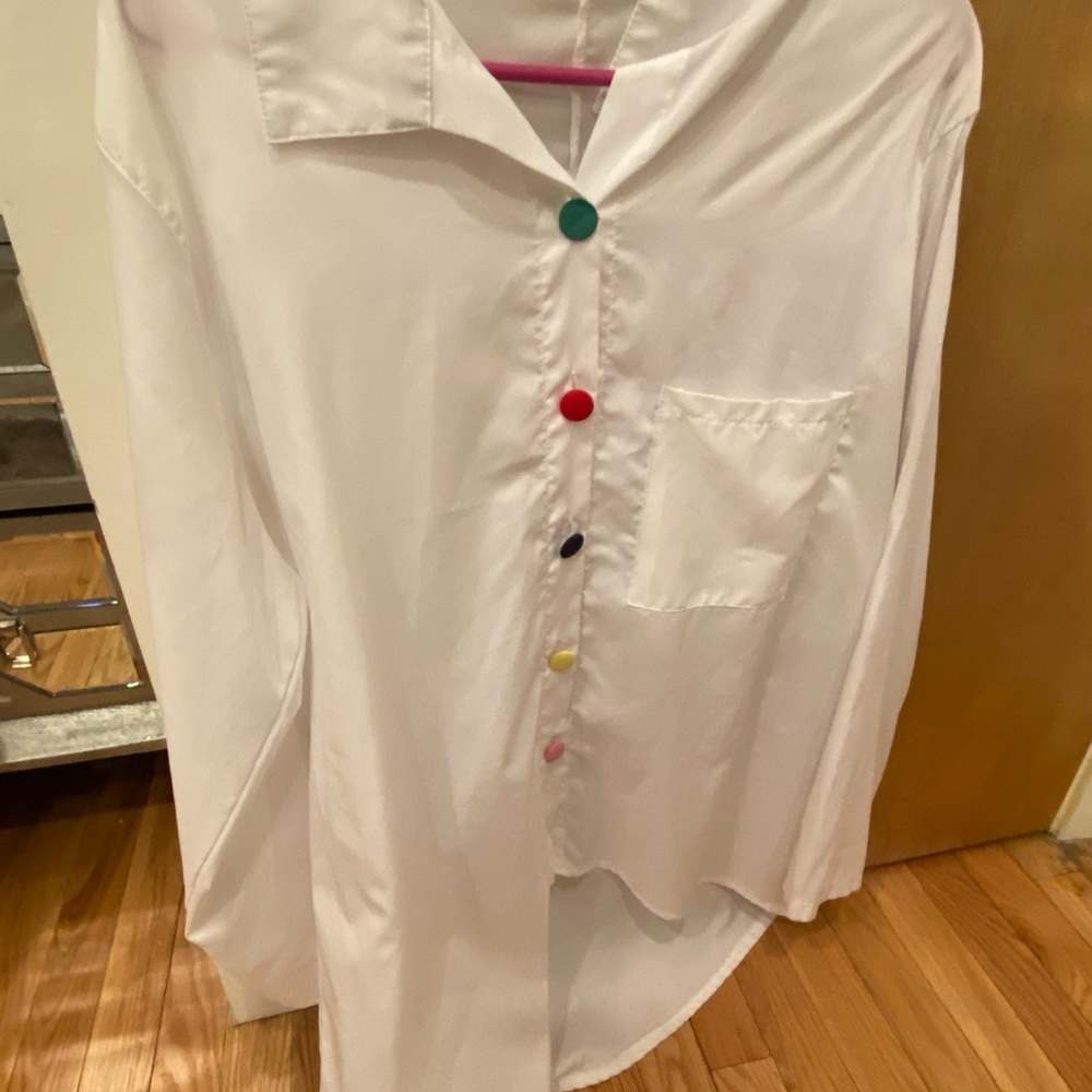 Plus Colorful Button Blouse